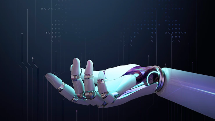 fundo 3d da mao do robo vista lateral da tecnologia ai 53876 129789.webp  1