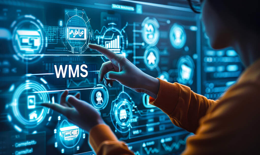 Interface de sistema WMS web com painel digital de controle logístico e monitoramento de operações em tempo real