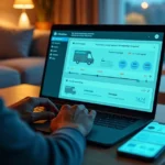 Cliente acompanhando rastreamento de pedido em tempo real no notebook