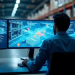 Supervisor de logística monitora possíveis fraudes em armazém por painel digital de WMS